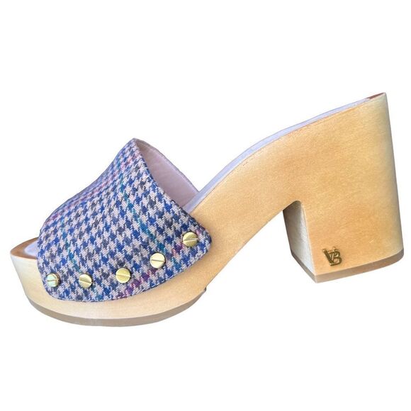 Veronica Beard Hannalee Hazelwood Houndstooth Wooden Clog NWB Size 6 1/2 - Picture 6 of 10